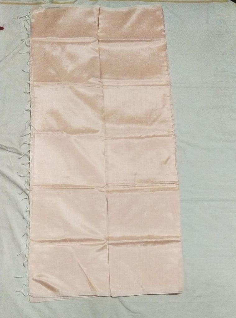 Copper & Ivory Blended Handloom Pure Mangalagiri Silk Saree With Blouse Piece view 2