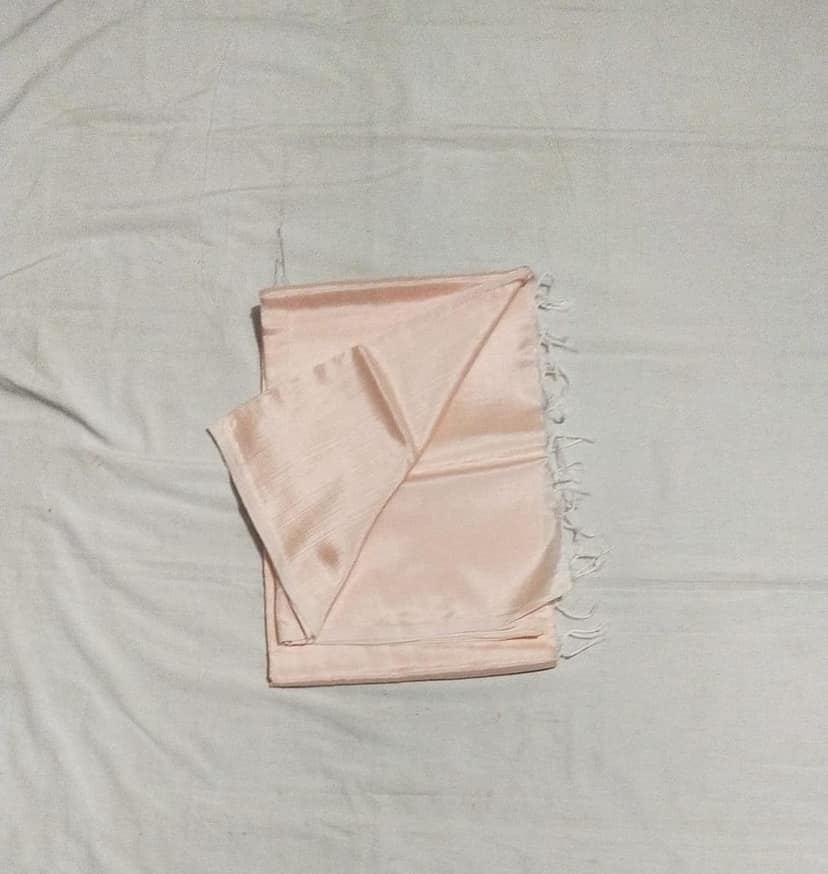 Copper & Ivory Blended Handloom Pure Mangalagiri Silk Saree With Blouse Piece view 3