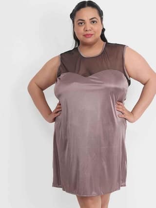 Plus Size Sexy Net & Satin Babydoll Bikini Dress for Honeymoon BB31Bm