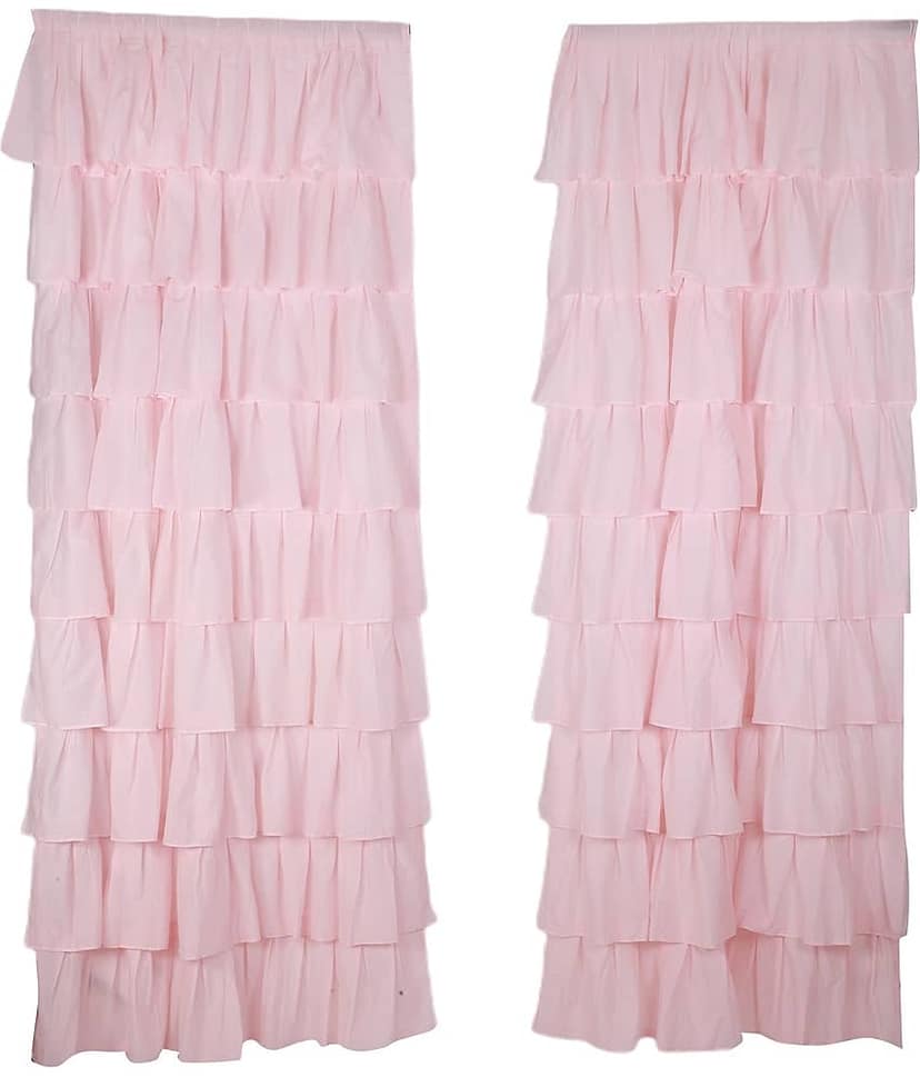 NUEVOSGHAR Single Door Semi-Transparent Rod Pocket Cotton Black Curtains ( 213 x 106 cm ) view 2
