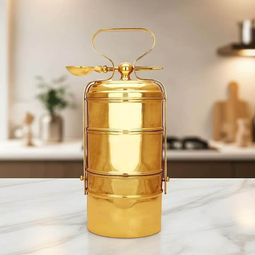 Brass Lunch Box, Tiffin Box (ZMAS575 D)
