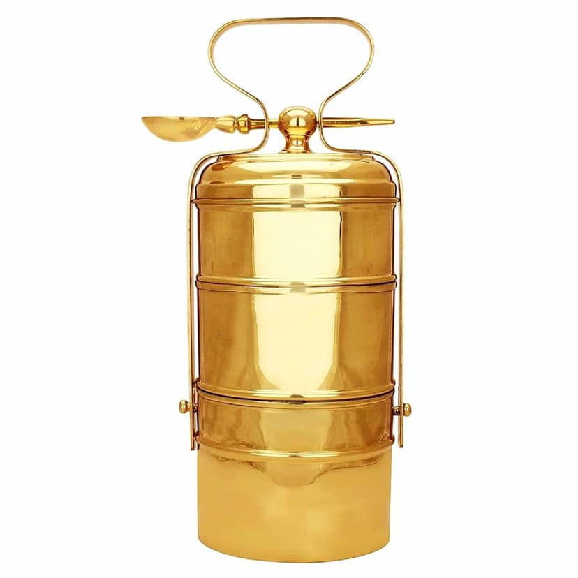 Brass Lunch Box, Tiffin Box (ZMAS575 D) view 2