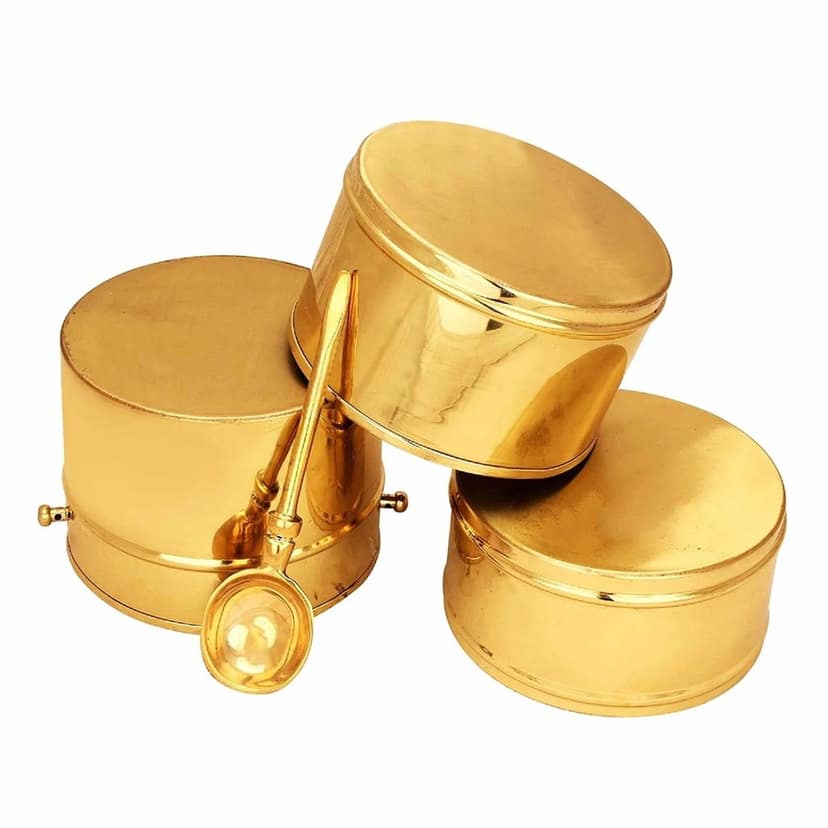 Brass Lunch Box, Tiffin Box (ZMAS575 D) view 3