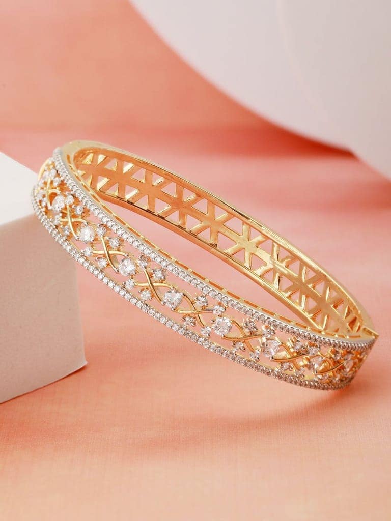 Gold Plated White Zircon Statement Bangle Bracelet view 3