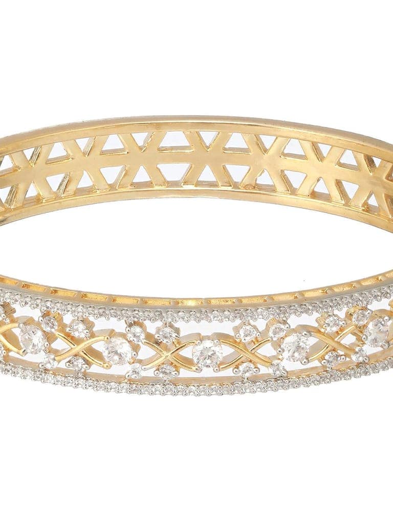 Gold Plated White Zircon Statement Bangle Bracelet view 4