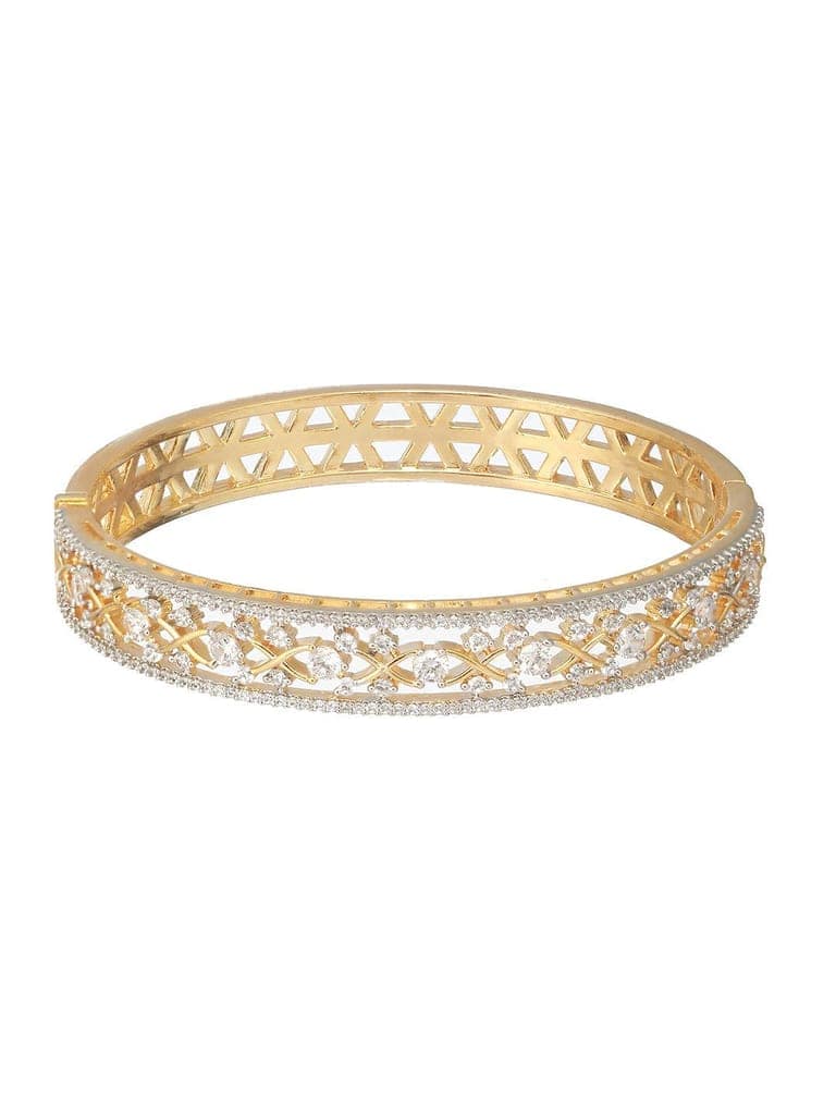 Gold Plated White Zircon Statement Bangle Bracelet view 5
