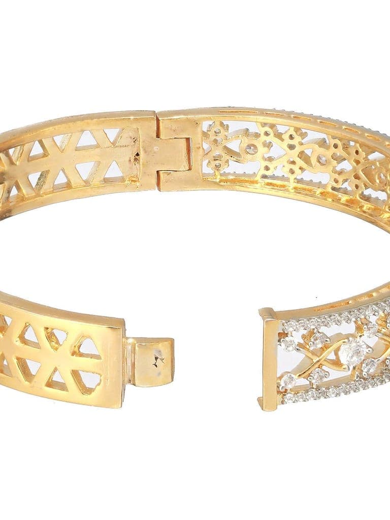 Gold Plated White Zircon Statement Bangle Bracelet view 8
