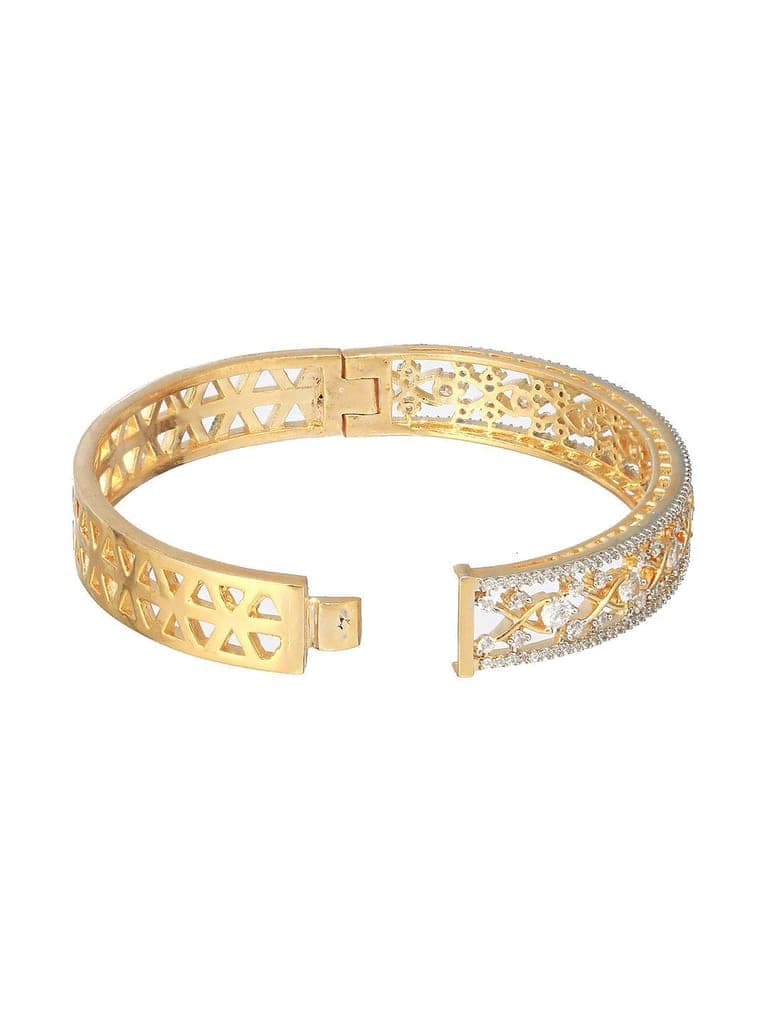 Gold Plated White Zircon Statement Bangle Bracelet view 9