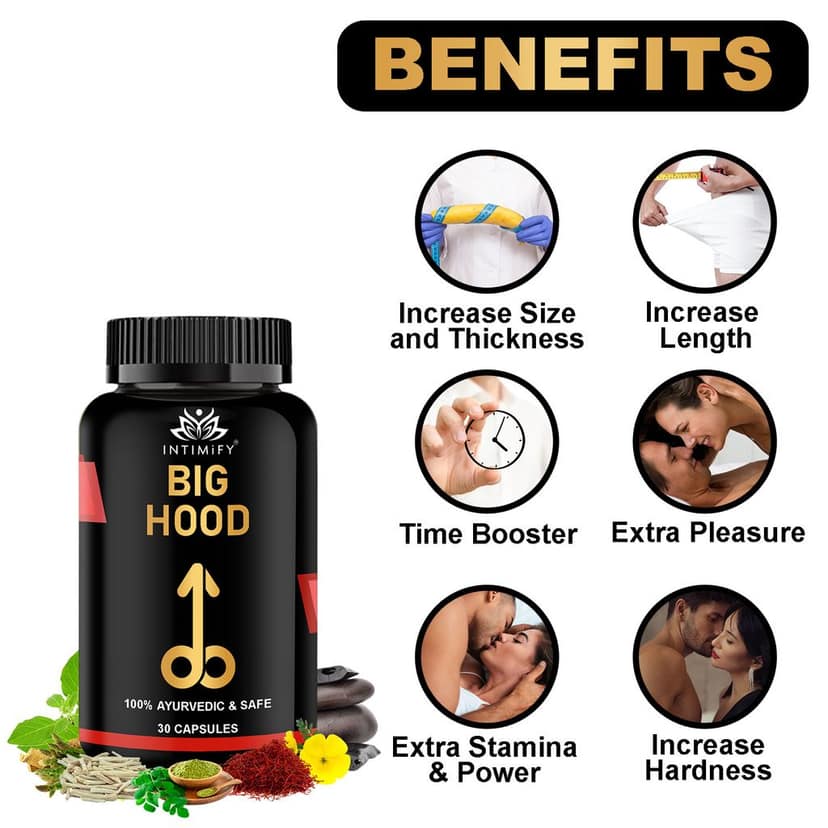 Intimify Big Hood Capsules to Increase Size and Thickness, Increase Length, Time Booster, Extra Pleasure (30 caps) view 4