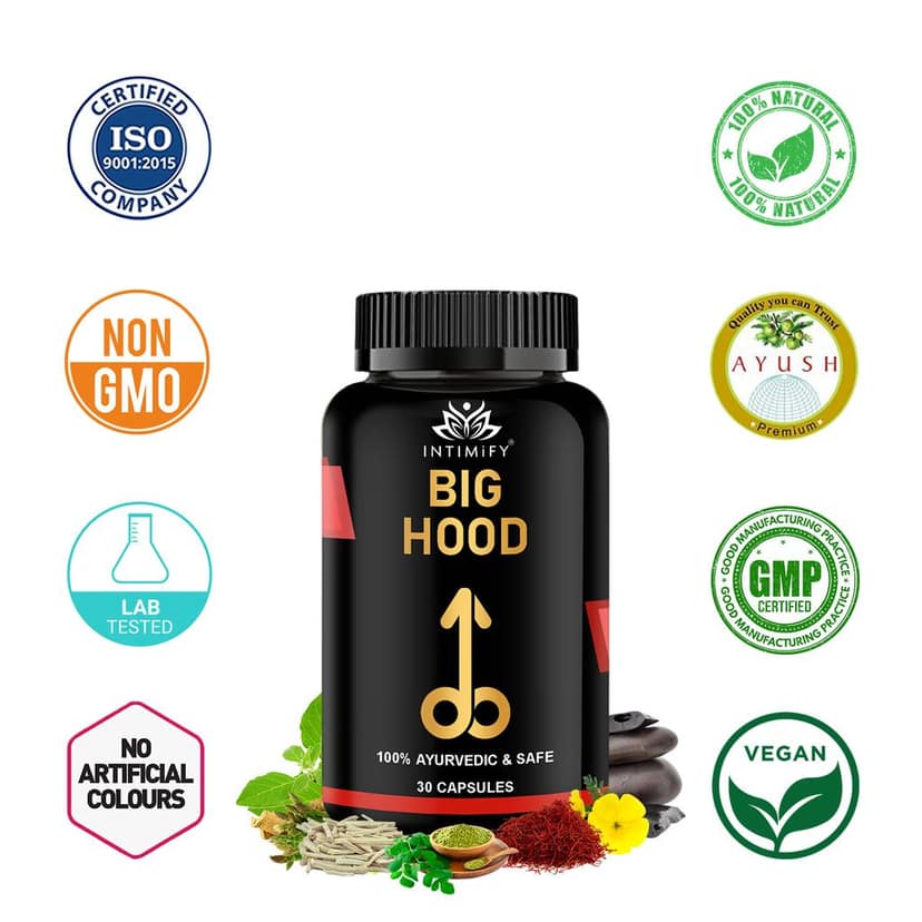 Intimify Big Hood Capsules to Increase Size and Thickness, Increase Length, Time Booster, Extra Pleasure (30 caps) view 5