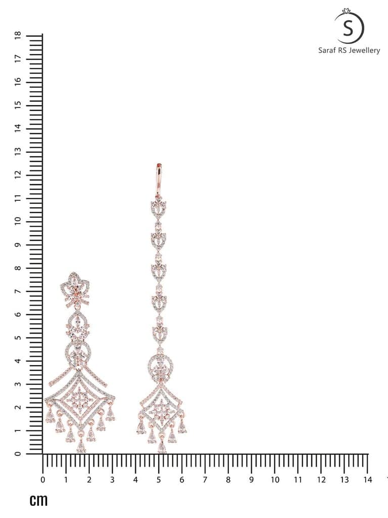 Rose Gold plated AD studded Mangtika & Earring set view 10