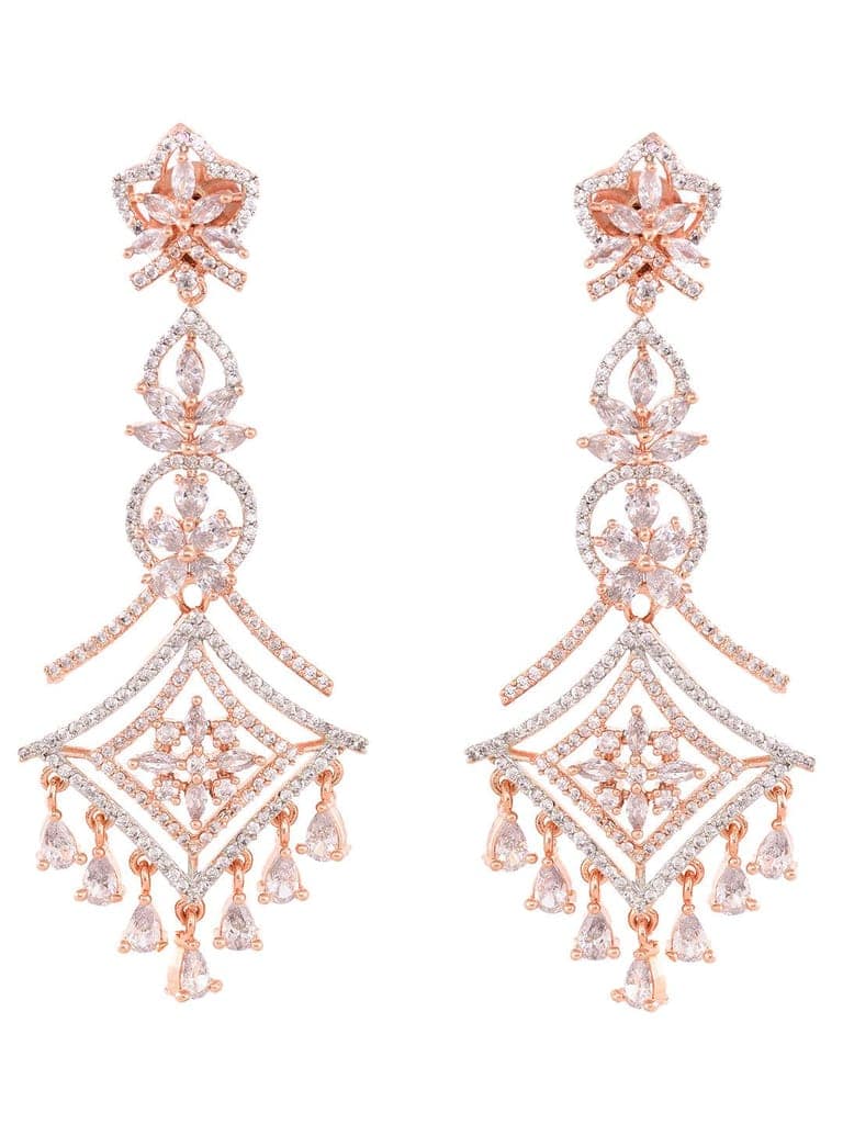 Rose Gold plated AD studded Mangtika & Earring set view 7