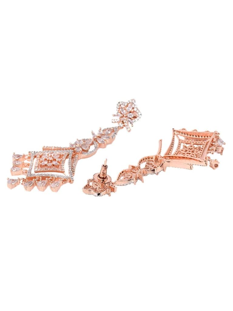 Rose Gold plated AD studded Mangtika & Earring set view 8