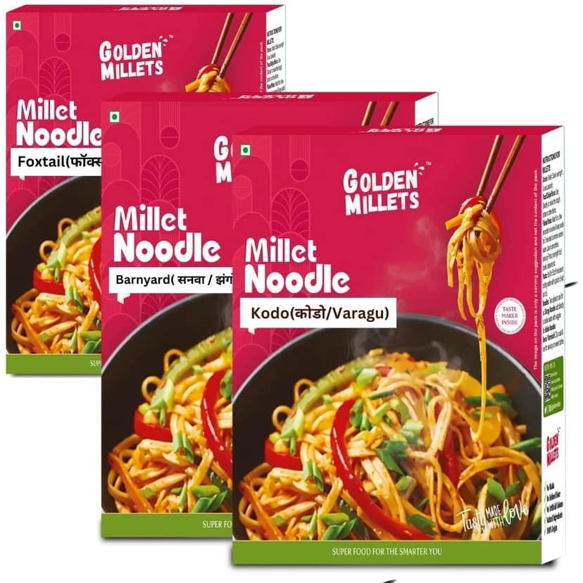 GOLDEN MILLETS Noodles No Preservative | Millet Noodles For Diet | Millets Noodles For Kids | Barnyard Millet Noodles | Kodo Millet Noodles | Foxtail Millet Noodles | Millets Noodles For Kids | 0% Maida | Healthy Noodles Millets | (150g x 3)