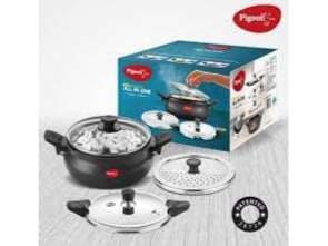 Pigeon Super Hard Anodised Black Handi Aluminium Pressure Cooker Outer Lid, Induction Base - 5 Litre view 3