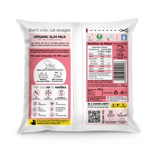 Akshayakalpa - Organic SLIM Milk, 500 ml view 2