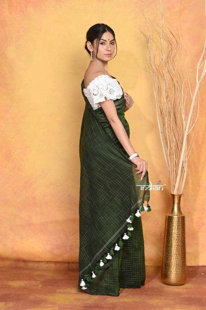 Mastaani ~ Mul Cotton Khadi Design Handloom Woven Saree - Green view 3