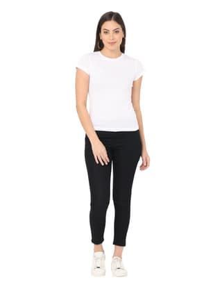 Crepeon Womens Plain Round Neck T Shirt