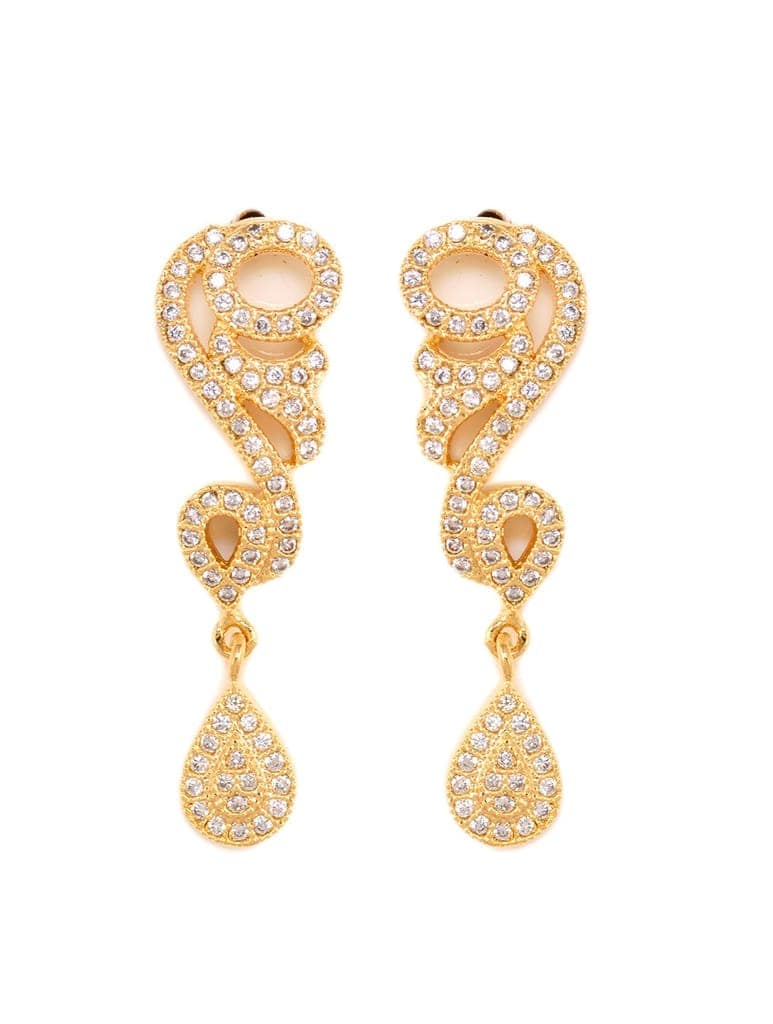 Gold Plated white AD Studded Stylish Choker Necklace dropdown Earrings Set view 6