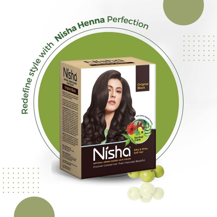 Nisha Henna Based Hair Color Original Black 60g Pack of 2, Henna Powder Hair Color Dye Black Hair Colour view 8