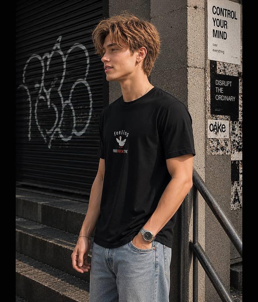 Bene Kleed Men Cotton Regular Fit Embroidered T-Shirt ( Black ) view 7