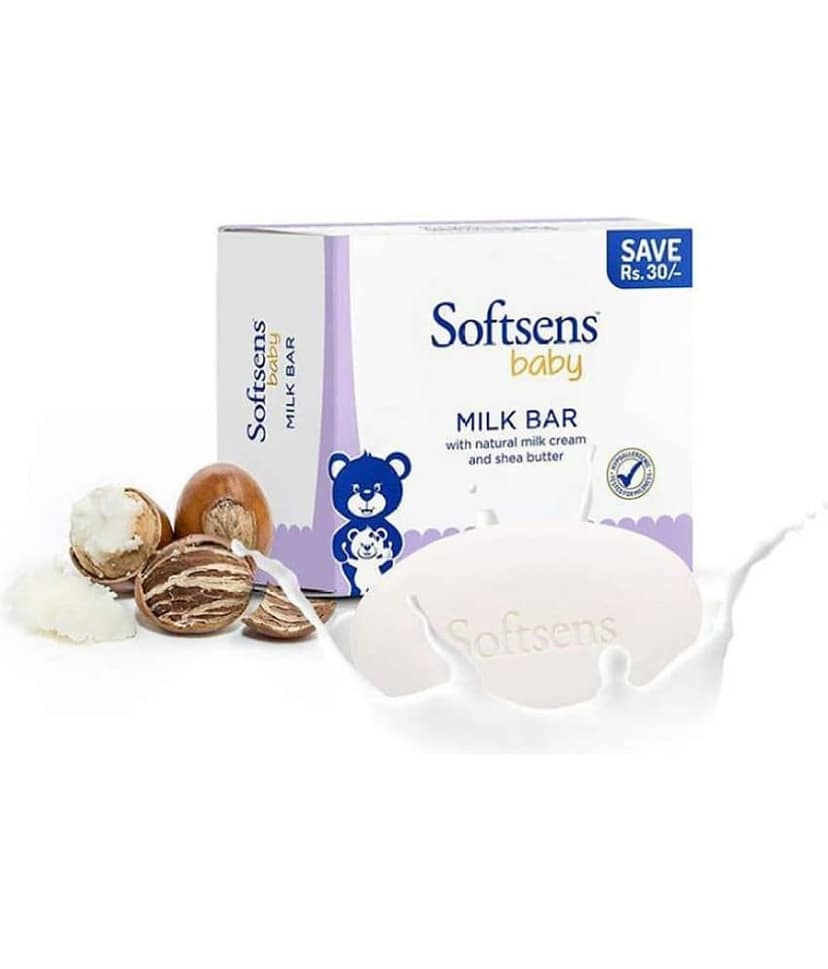 Softsens Baby Moisturizing Milk Soap Bar Enriched with Natural Milk Cream 100g x 3, Pack of 4 view 2