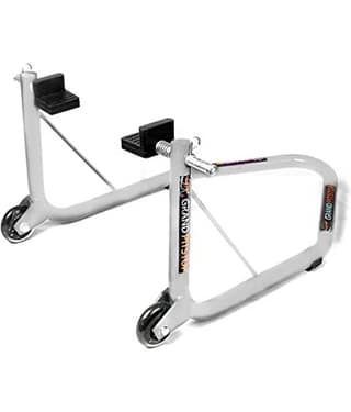 Grand Pitstop Universal Rear Paddock Stand for Motorcycle with Swingarm Rest (Non-Dismantable with Skate Wheels, Silver, Motorcycle Weight Up to 350 Kgs)