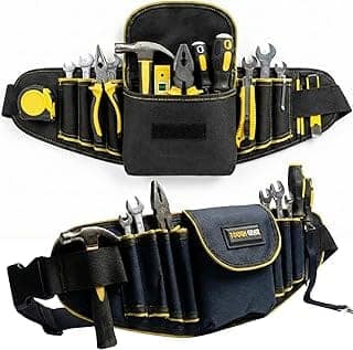TOUGH GEAR 2.0 Pro Series Heavy Duty Tool Belt Waist Bag 600×145×50 mm, Durable Oxford Polyester Multi-Pocket Tool Storage Pouch with Adjustable Belt for Electrician, Technician & Repair Work.