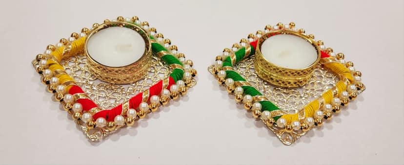 Designer Multicolour Metal Diyas view 2