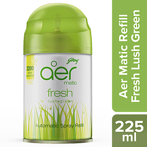 Godrej Aer Matic Refill, Automatic Room Fresheners - Fresh Lush Green, 225ml