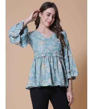 GOD BLESS Women's Rayon Peplum Top ( Multicolor )