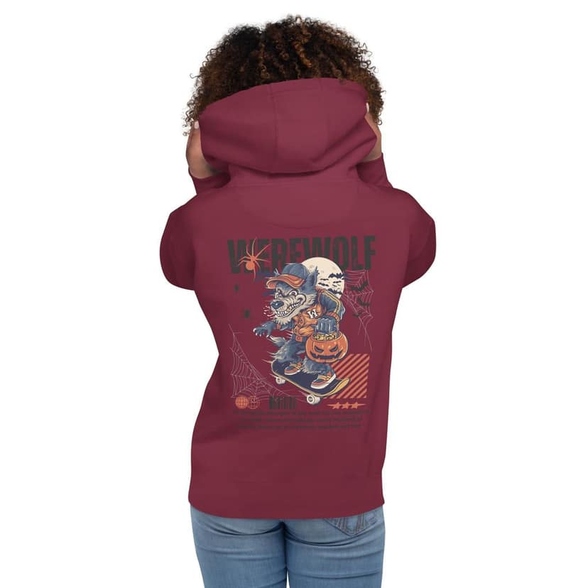 Clothikoo Premium Hoodie (Maroon Colour, Wolf Print) view 9