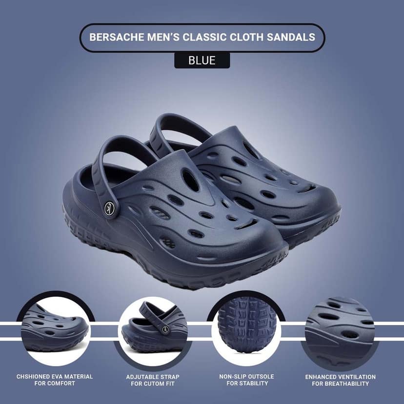 Bersache Extra Soft Classic Casual with Back Strap Regular wear with Ultra Soft & Flexibility Technology Clog for Men's view 5