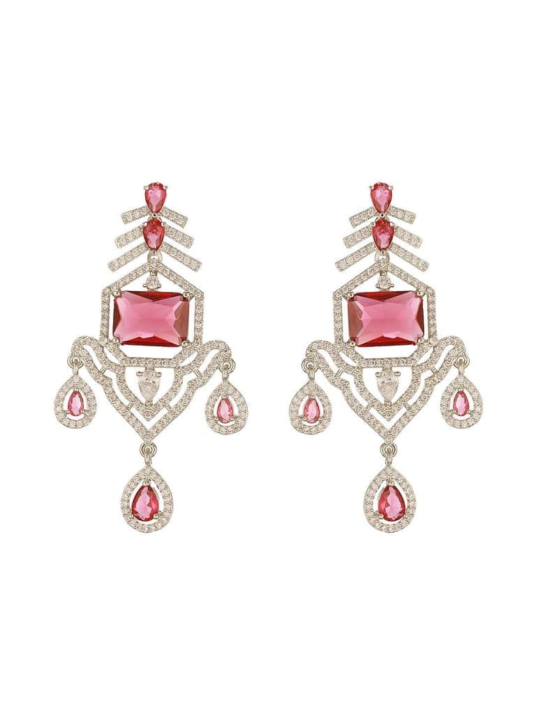 Silver Plated Ruby Red AD Studded Statement Royal Necklace Jewellery Set view 8