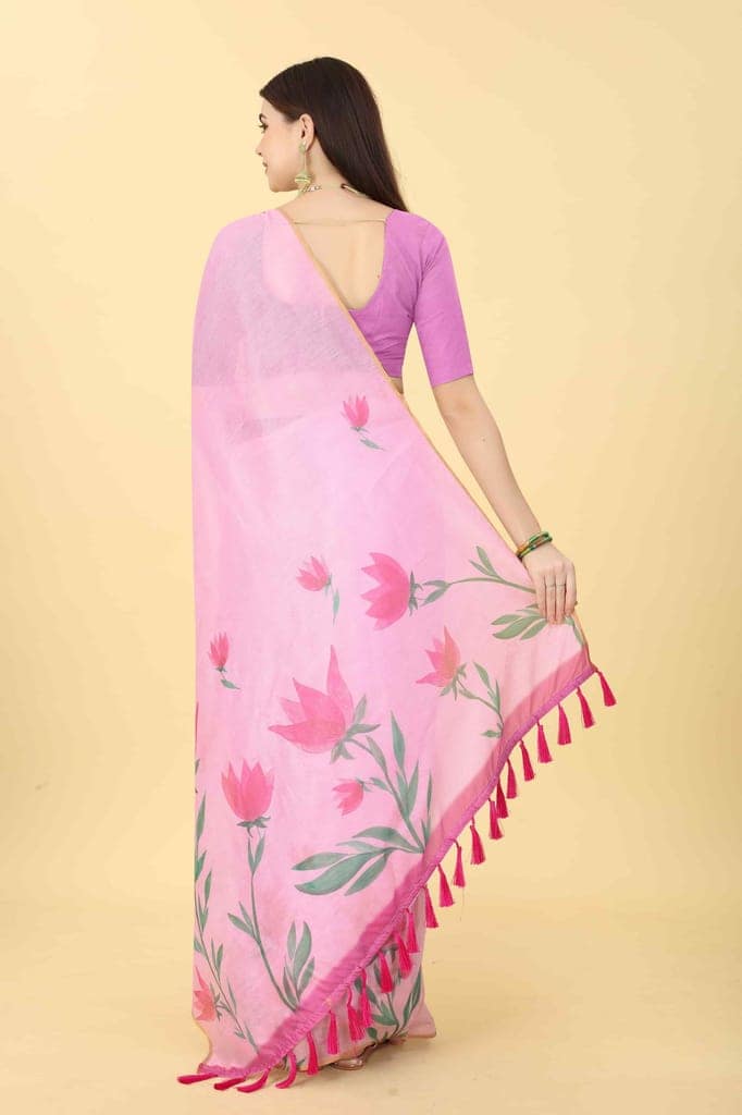 Women's Floral Digital Printed Saree view 3