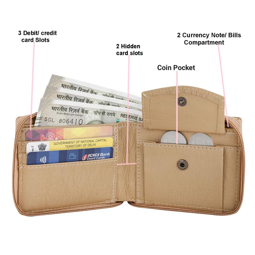 ZOSTER Beige Vegan Leather Wallet for Men & Women - Stylish and Sustainable Wallet view 2