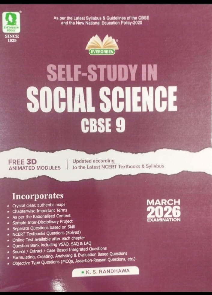 Evergreen Self Study In Social Science & Science Combo set for 2 | For 2026 Examinations (Class 9) | Paperback – 1 January 2025 view 2