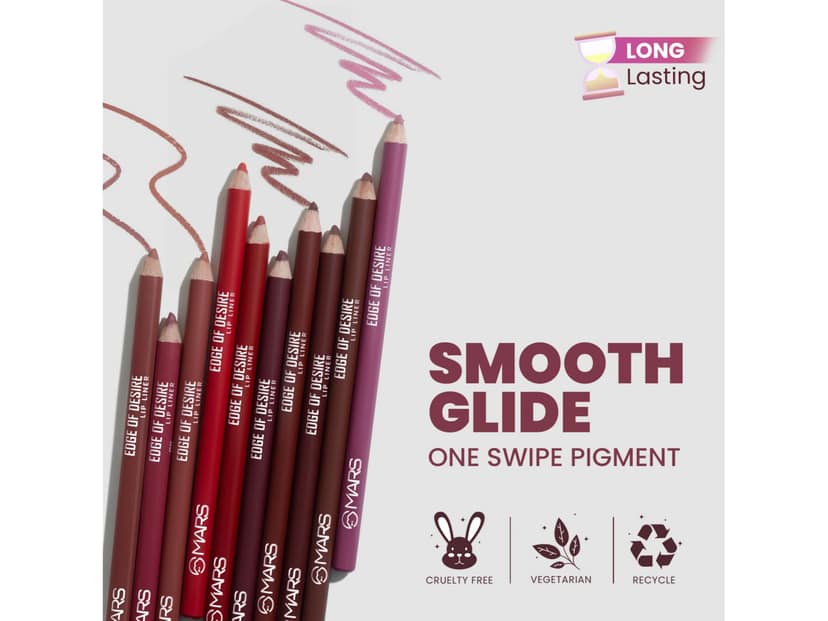 MARS Matte Lip Liner, One Swipe Smooth Application, Long Lasting Lip Pencil (1.4gm) - 03-BLOOD BATH view 3