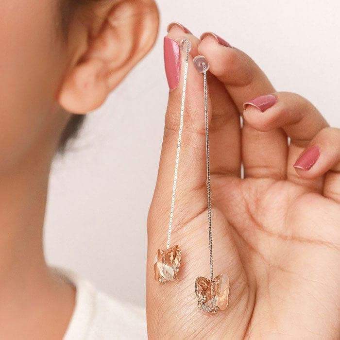 Silver Butterfly Slay Earrings view 3