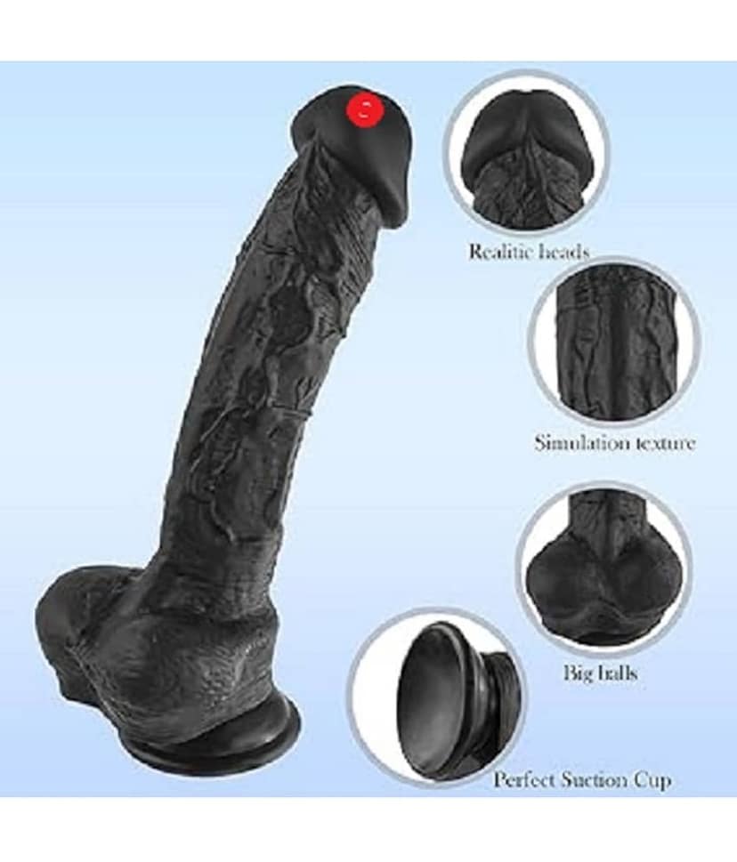 CRAZYNYT PRESENTS DILGOL BLACK 9" INCH LONG DILDO with suction cup for sexy female orgasm view 2