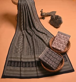 Handcrafted Bagh Print Cotton 3 Piece Suit Set