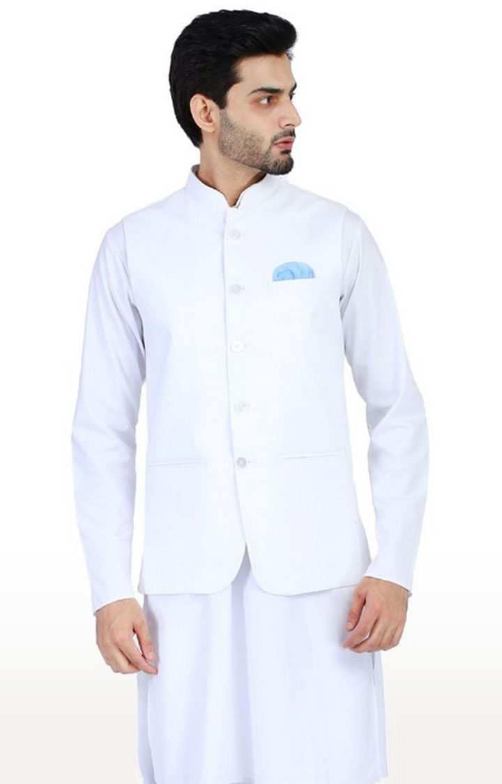 Tahvo Men White Nehru Jacket