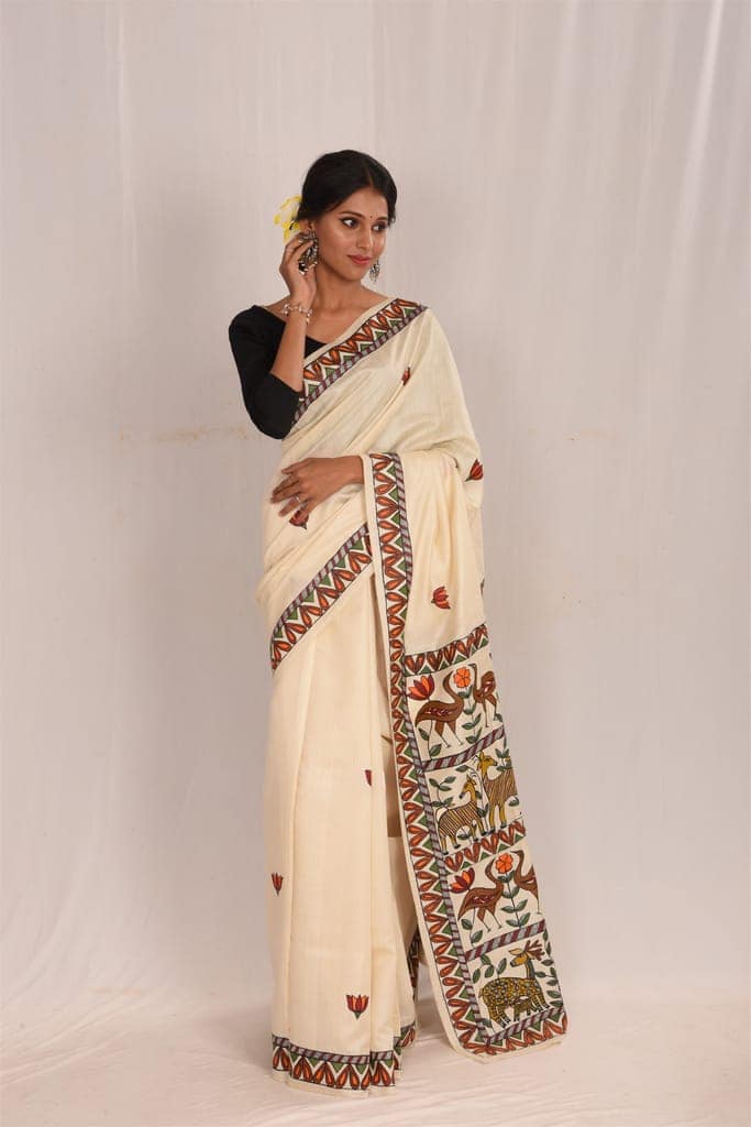 Jharcraft Mulberry Madhubani Print Saree (SA03027) view 2