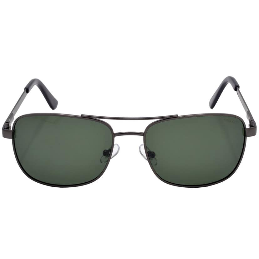 Stylish Rectangular Full-Frame Metal Polarized Sunglasses for Men and Women | Green Lens and Grey Frame | HRS-KC1008-GRY-GRN-P view 3