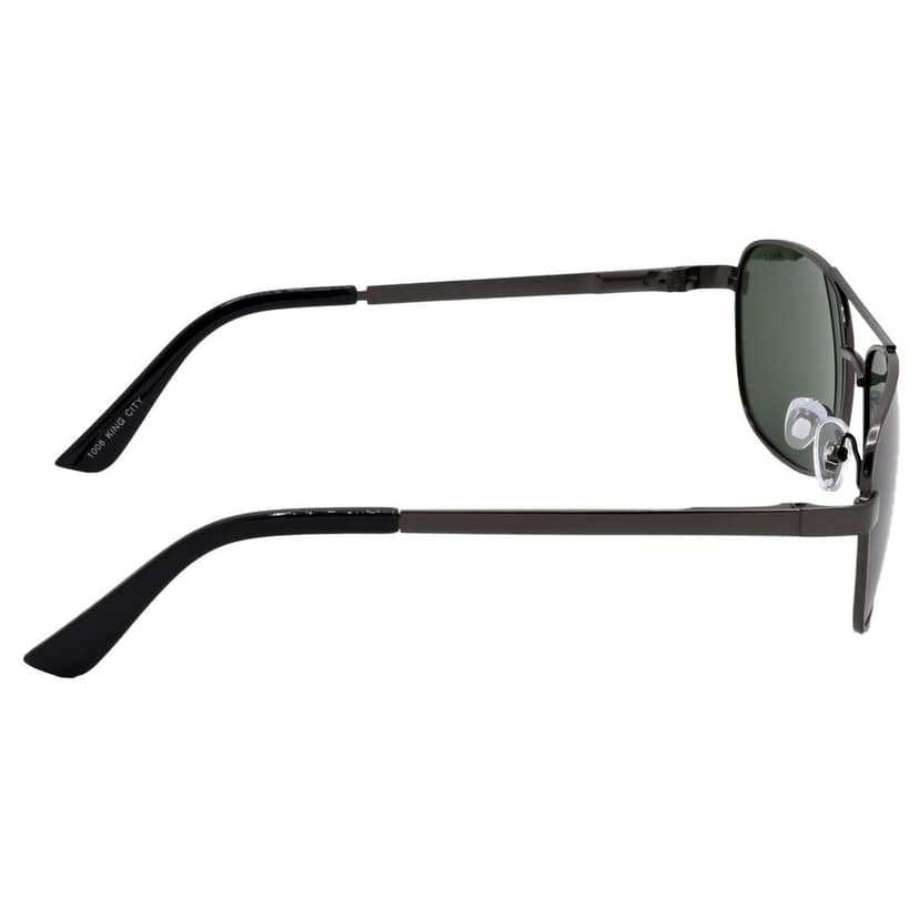 Stylish Rectangular Full-Frame Metal Polarized Sunglasses for Men and Women | Green Lens and Grey Frame | HRS-KC1008-GRY-GRN-P view 4