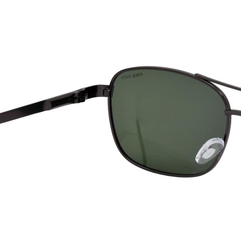 Stylish Rectangular Full-Frame Metal Polarized Sunglasses for Men and Women | Green Lens and Grey Frame | HRS-KC1008-GRY-GRN-P view 5