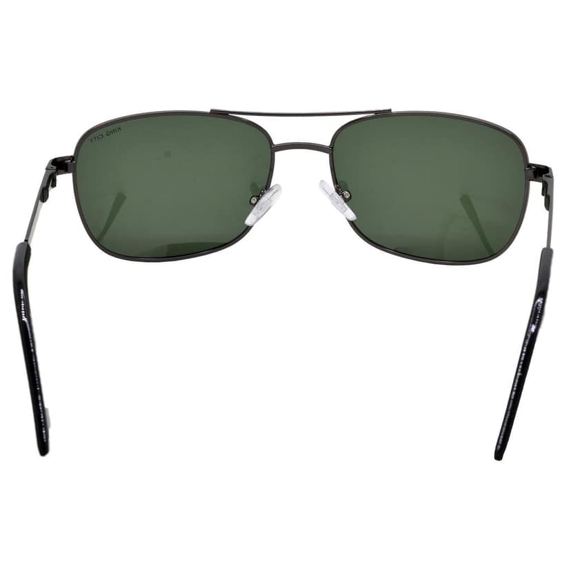 Stylish Rectangular Full-Frame Metal Polarized Sunglasses for Men and Women | Green Lens and Grey Frame | HRS-KC1008-GRY-GRN-P view 6