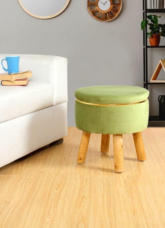 ShadowKart Ottoman Pouffes Sitting Stool for Living Room Furniture Wooden Footstools Puff Mudda Footrest Pouff for Office Home Decor, Combo view 2