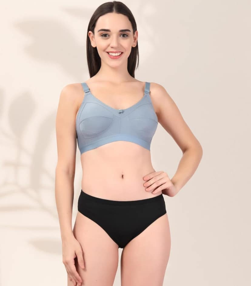 ADORNSTAR Women�s Cotton Bra and Panty Set � Soft, Skin-Friendly, Non-Padded, Wire-Free Lingerie Combo | Comfortable Innerwear (Pack of 2) view 4