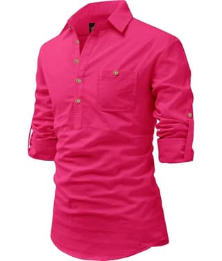 UNI VIBE Olive Cotton Blend Men's Shirt Style Kurta ( Pack of 1 )